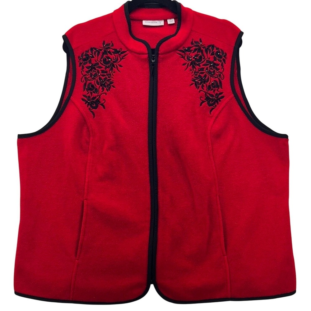 Susan Graver Fleece Vest‎ Red 2X